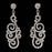 Bridal Wedding Crystal Rhinestone Swirl Vintage Dangle Earrings Silver