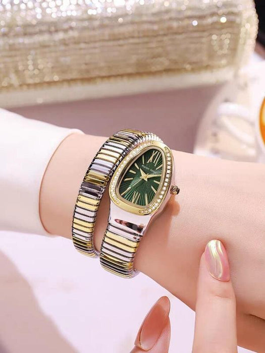 Women'S Elegant Snake Design Rhinestone Decor Quartz Watch, Fashionable Wristwatch for Women & Girls, Watch for Birthday Gift with Box Watches for Women Luxury Watches