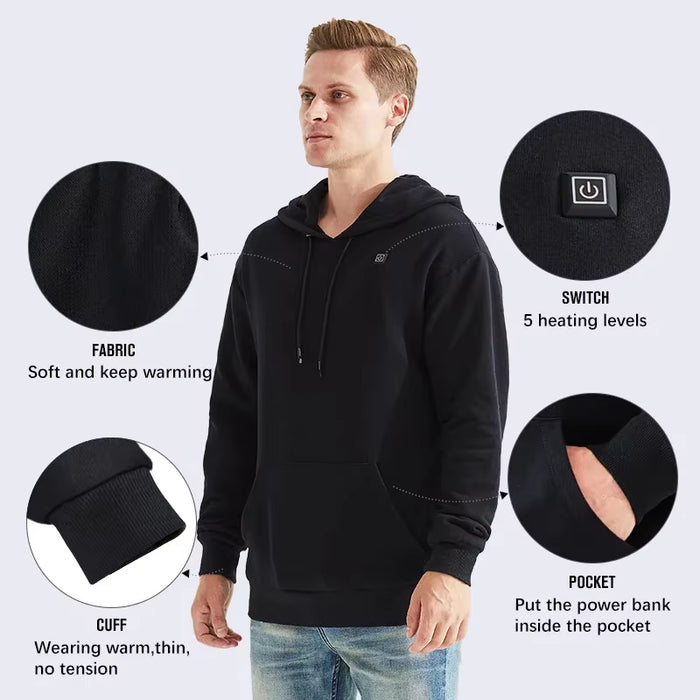 Heated Hoodies Heat Sweaters Men Women Winter Warm Heated Clothes Heat Jacket Heating Sportswear Heating Hoodies Heating Sweater